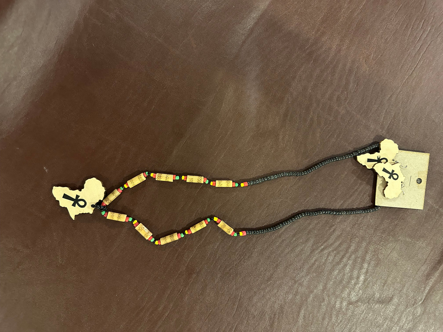 African continent wood necklace and earrings