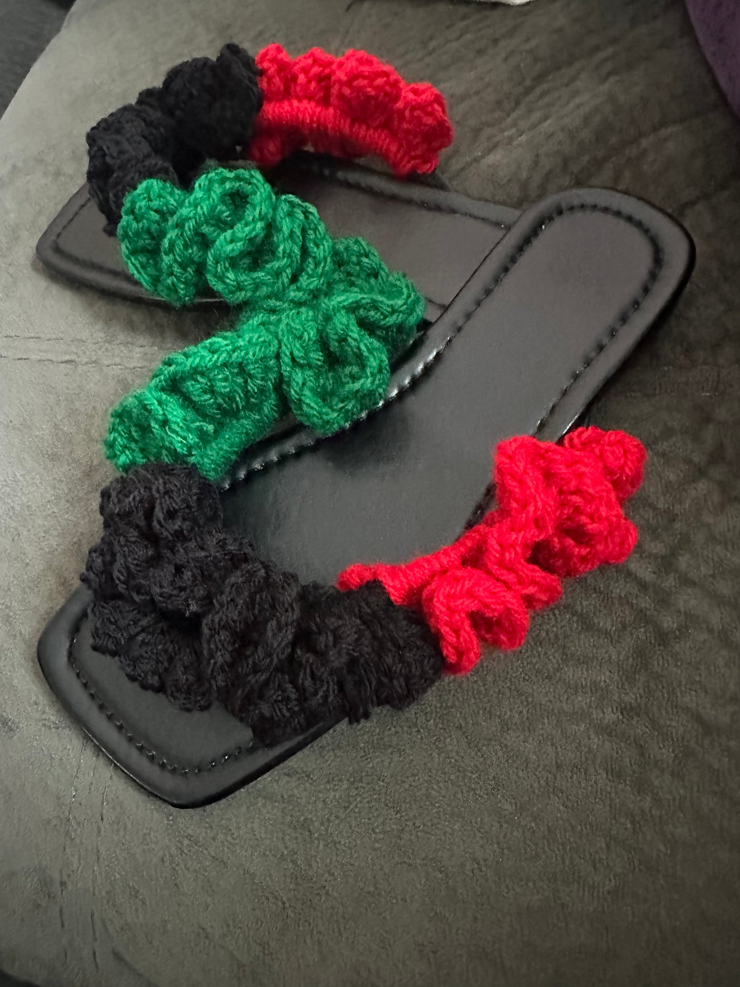 Square toe Crochet FlipFlop RBG