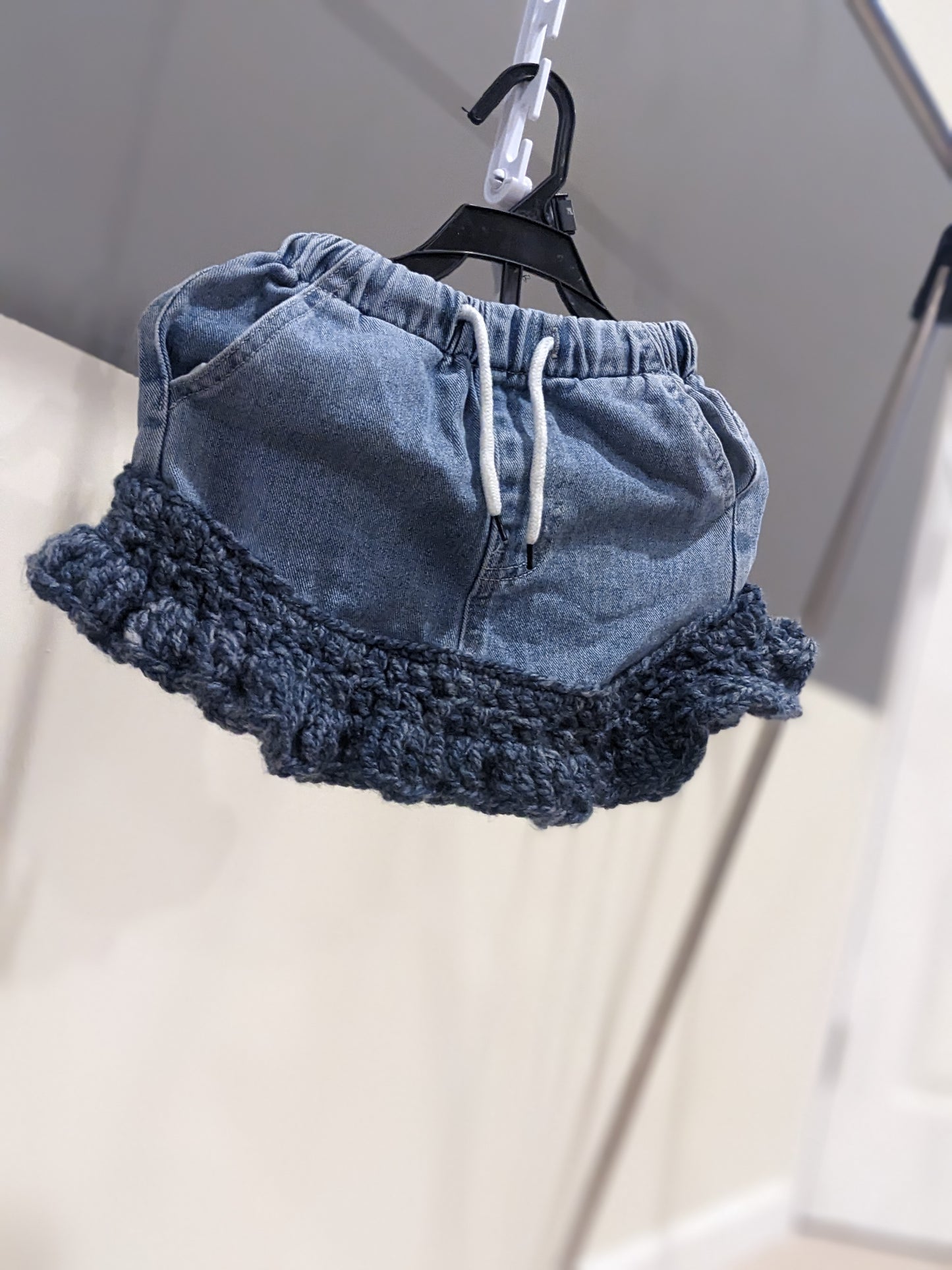 Repurposed Denim Crochet Jacket and Skirt Set