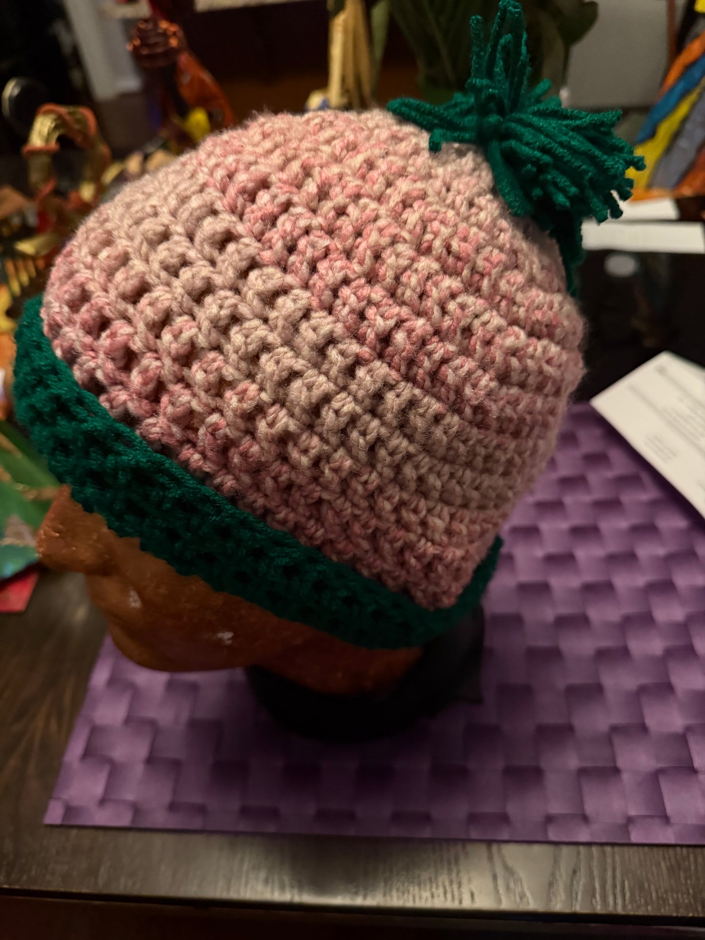 Folded edge pastel pink hat