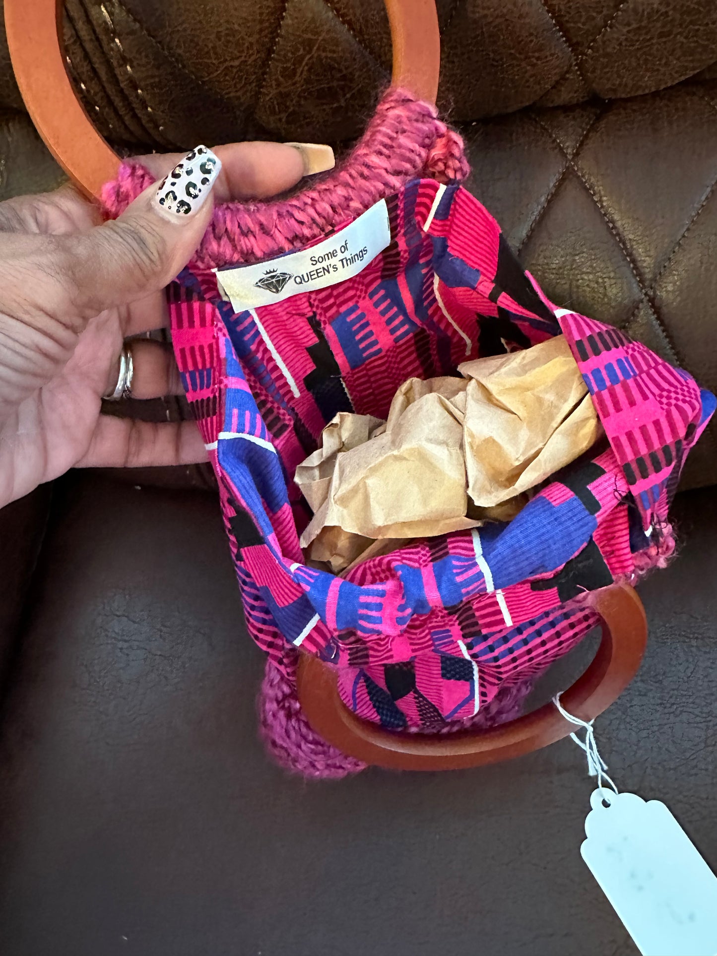 Mini Pink Kente Purse from our “Crochet/Kente collection”