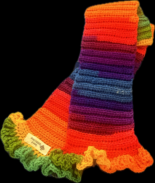 Rainbow ruffle scarf