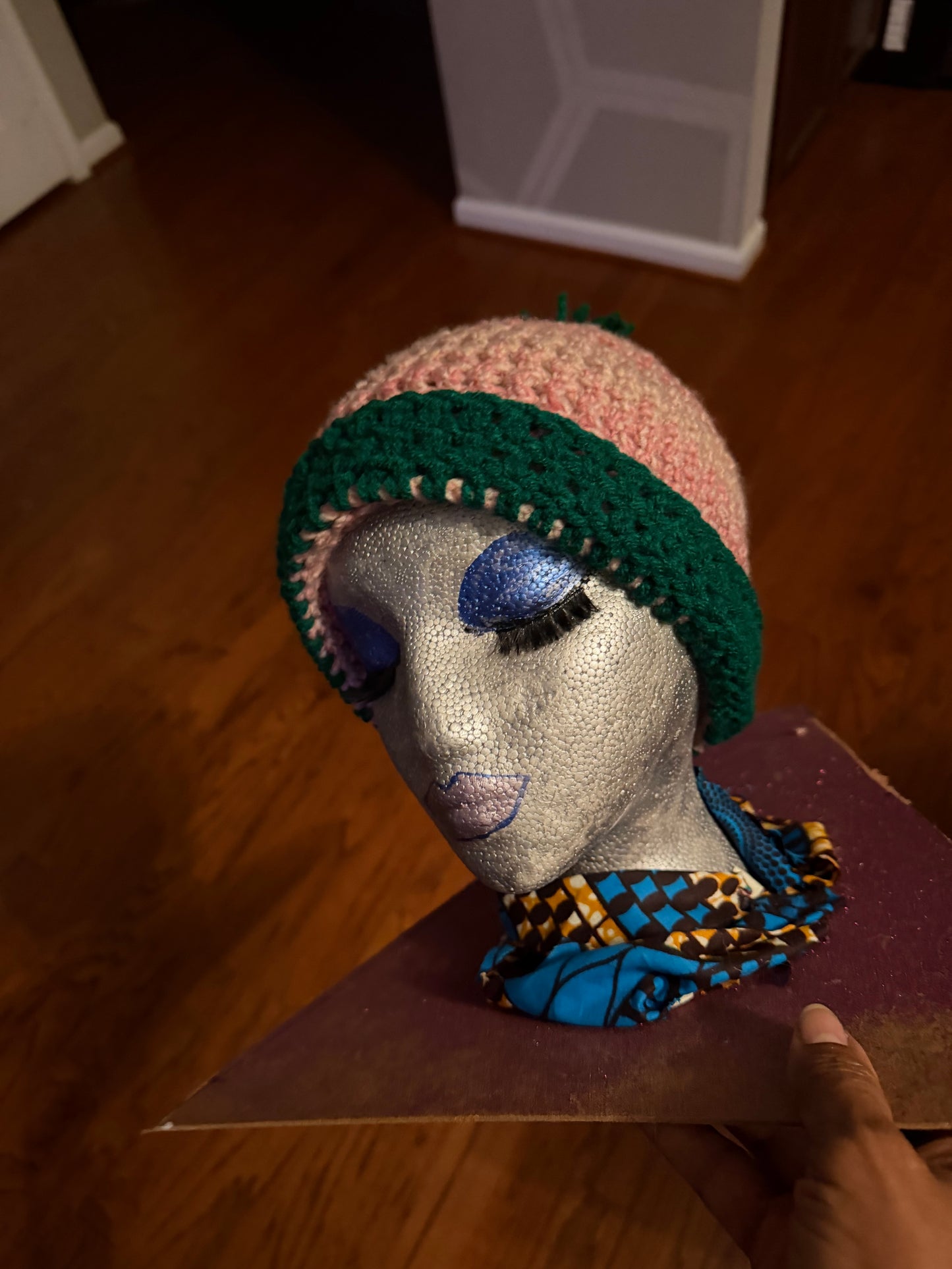 Folded edge pastel pink hat