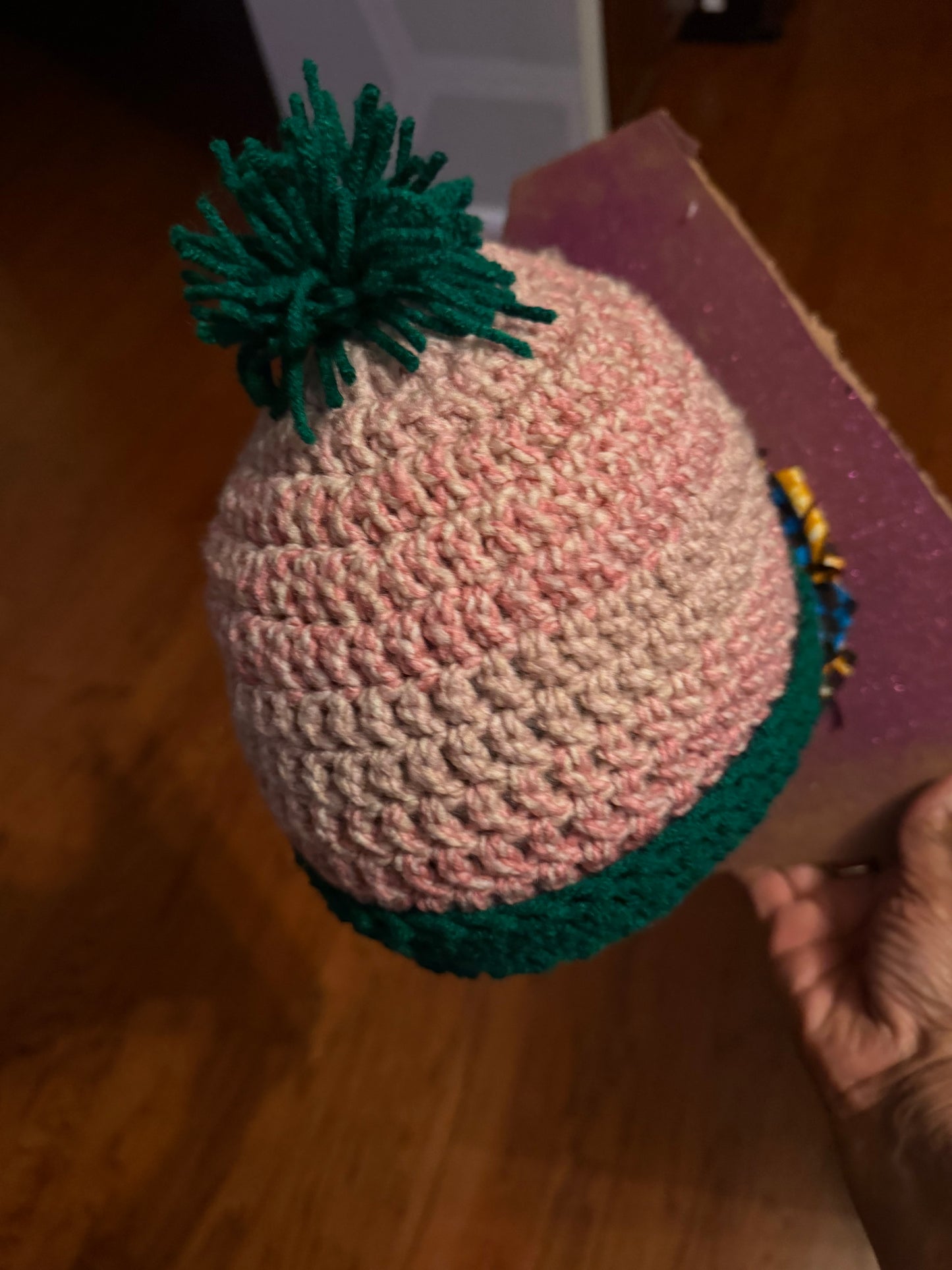 Folded edge pastel pink hat