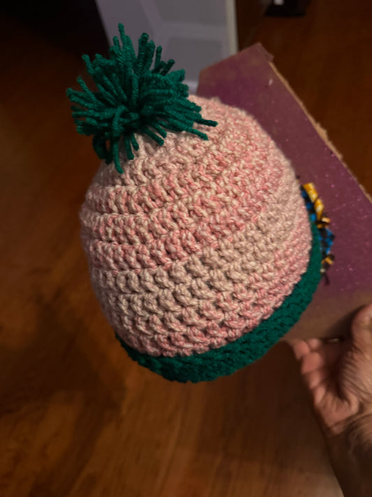Folded edge pastel pink hat
