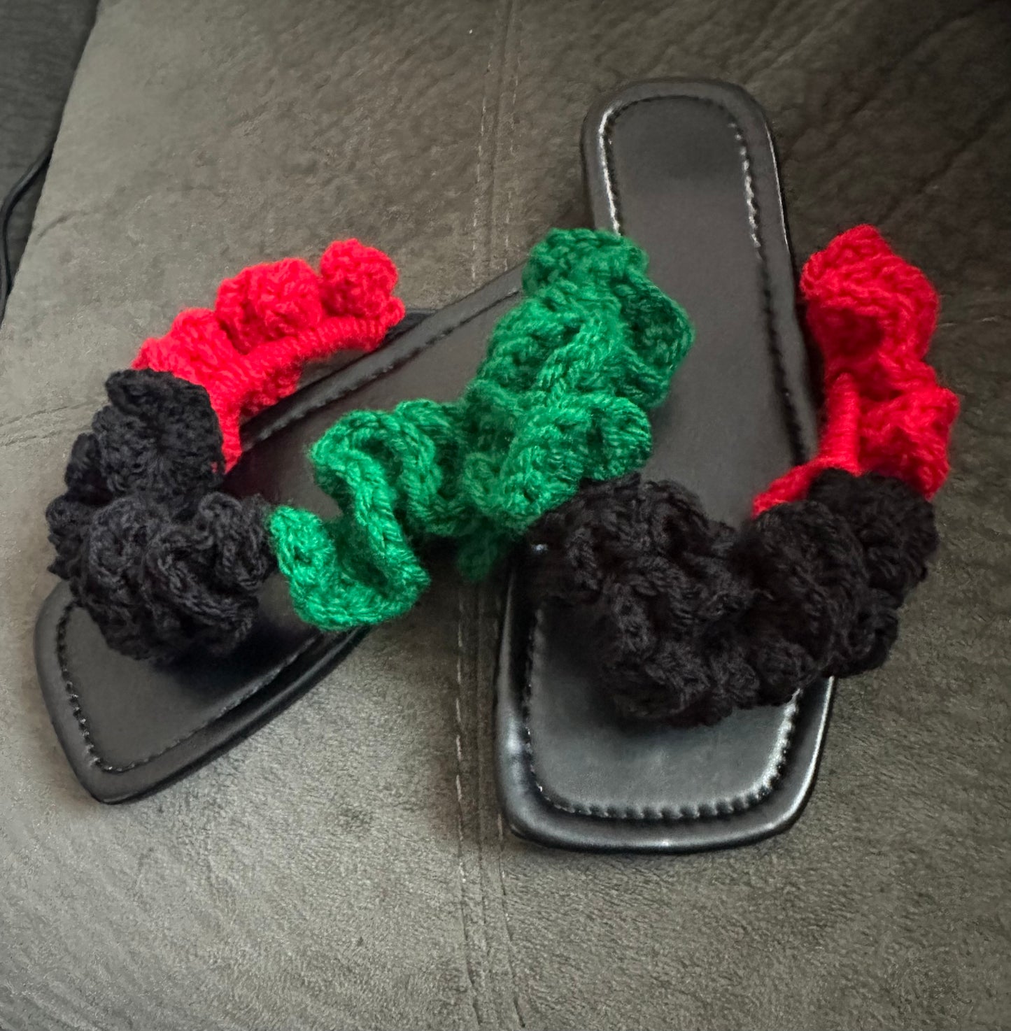 Square toe Crochet FlipFlop RBG