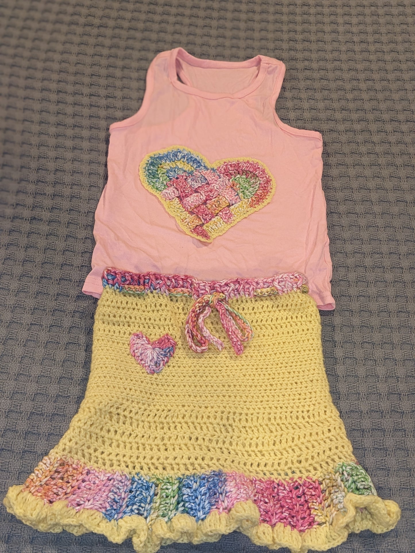Crochet Heart Set – Handmade Upcycled Outfit