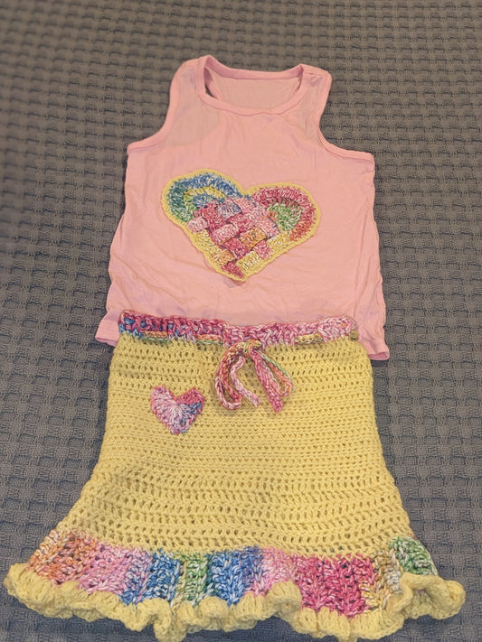 Crochet Heart Set – Handmade Upcycled Outfit